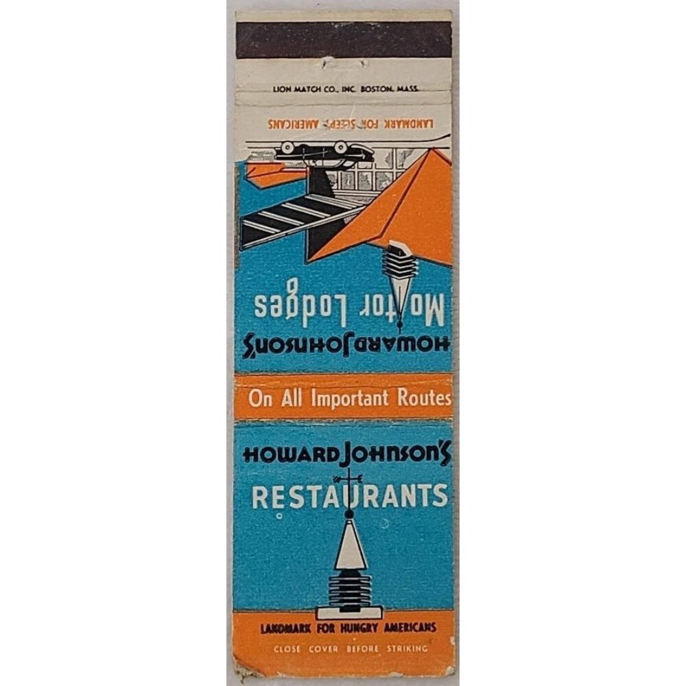 Howard Johnson's Motor Lodges 1959 Vintage Route Map Matchbook